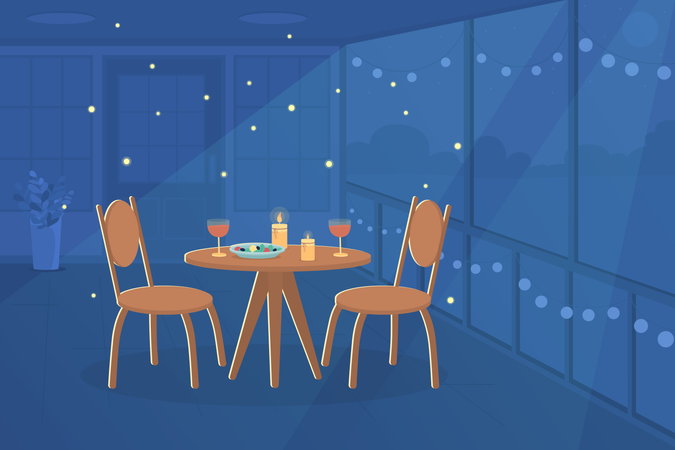 Romantic dinner at home  Illustration