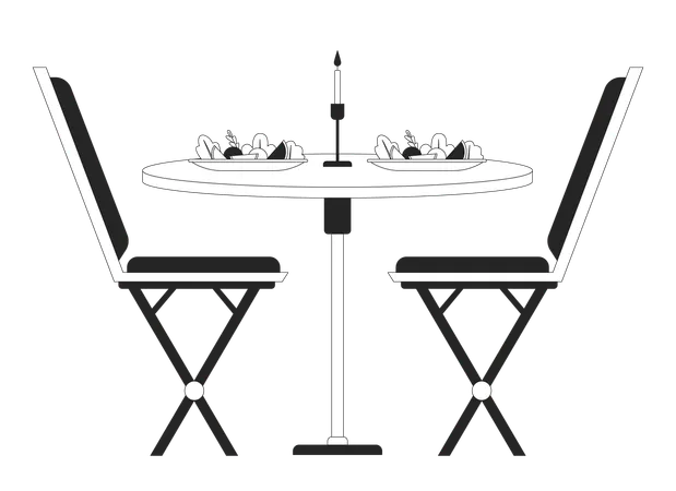Romantic dinner table chairs  Illustration