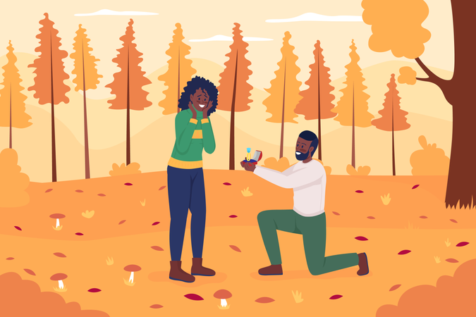 Romantic fall proposal  Illustration