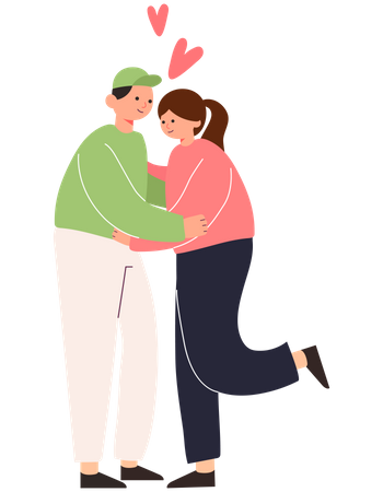 Romantic hug by couple Illustration