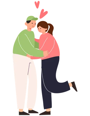 Romantic hug by couple Illustration