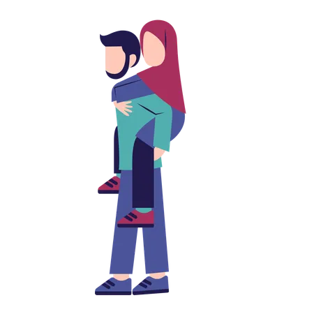 Illustration Of Romantic Muslim Couple Illustration