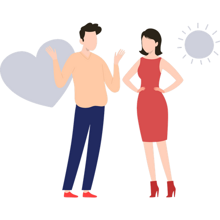 Romantic lover talking each other  Illustration