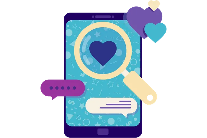 Romantic messages on smartphone  Illustration