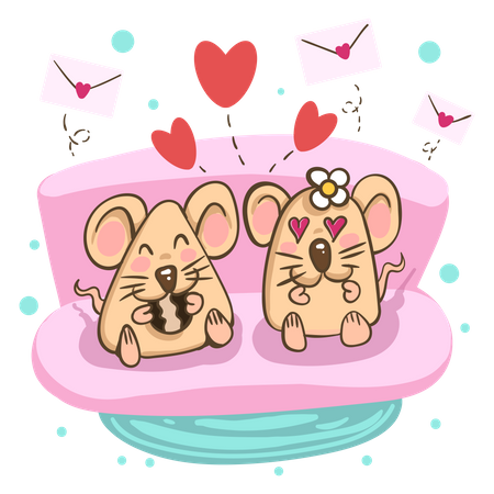 Romantic Mouse couple Illustration