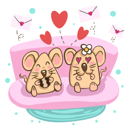 Romantic Mouse couple Illustration