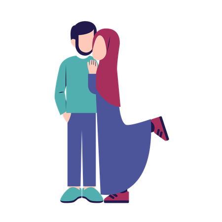 Romantic Muslim Couple  Illustration