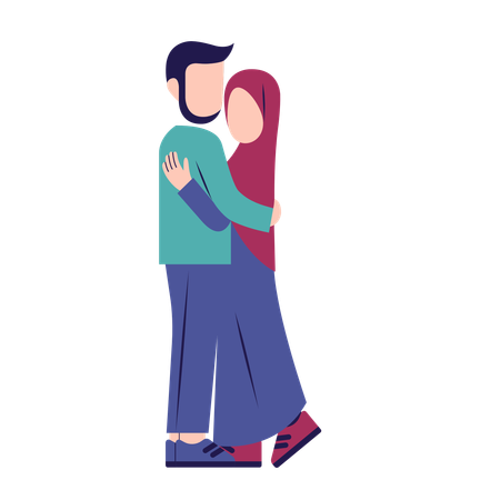 Romantic Muslim Couple  Illustration