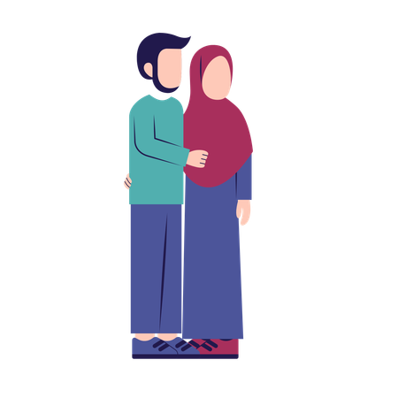 Romantic Muslim Couple  Illustration