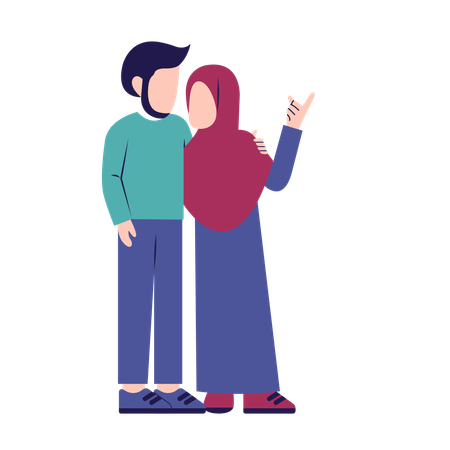 Romantic Muslim Couple  Illustration