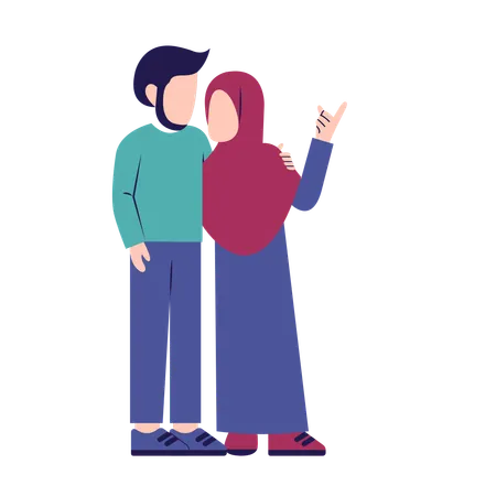 Romantic Muslim Couple  Illustration