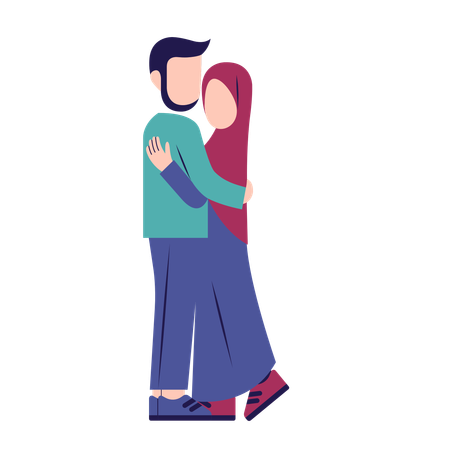 Romantic Muslim Couple  Illustration