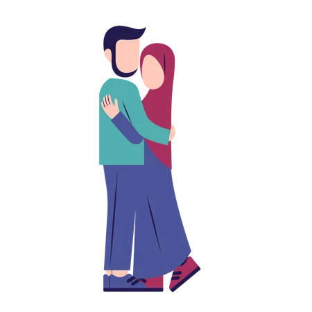 Romantic Muslim Couple  Illustration