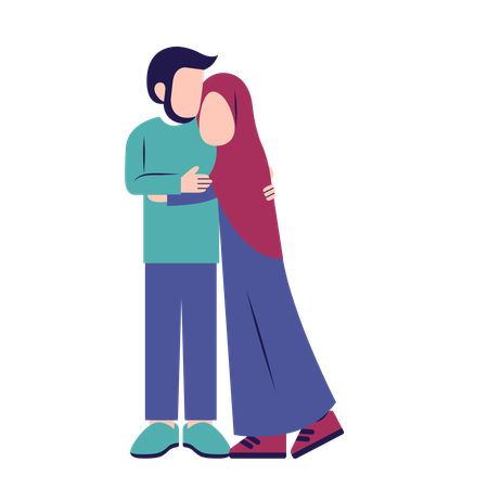 Romantic Muslim Couple  Illustration