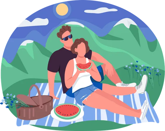 Romantic picnic Illustration