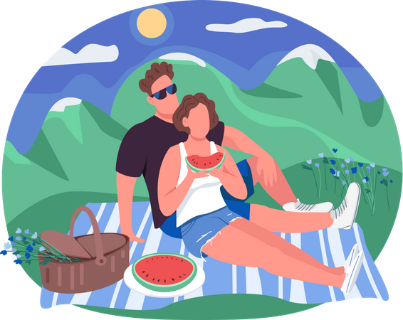 Romantic picnic  Illustration