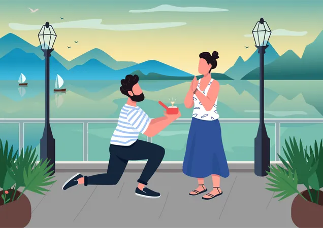 Romantic proposal Illustration