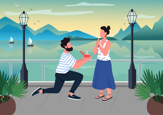 Romantic proposal  Illustration