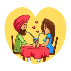 Punjabi Couple Illustration Pack