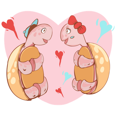 Romantic turtle couple Illustration