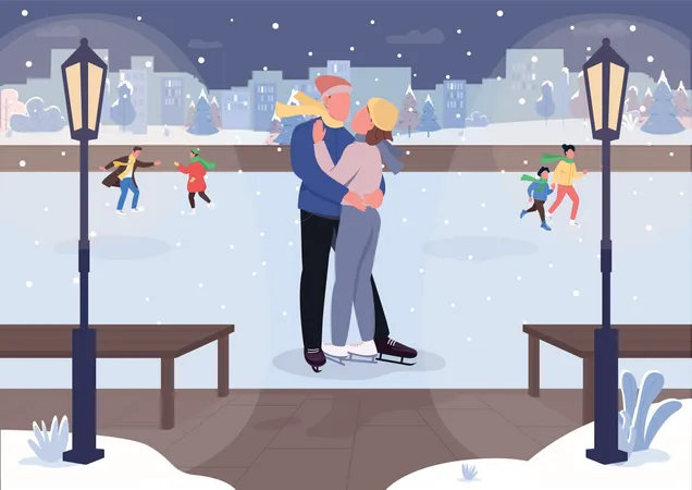 Romantic winter date  Illustration