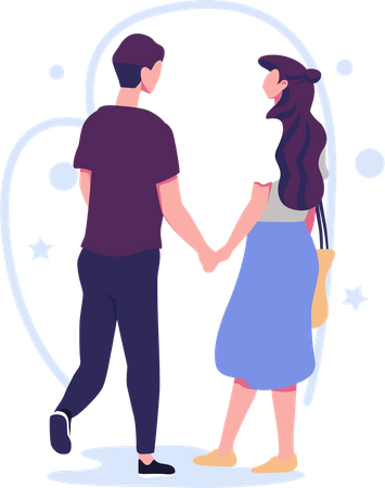 Romantic with hand in hand  Illustration
