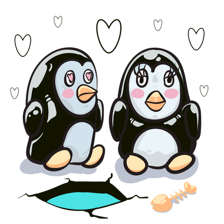 Romantische Pinguine  Illustration