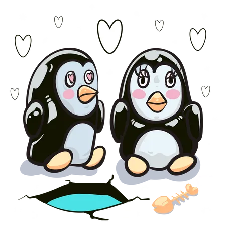 Romantische Pinguine  Illustration