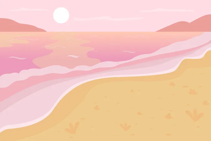 Romantische Strandlandschaft  Illustration