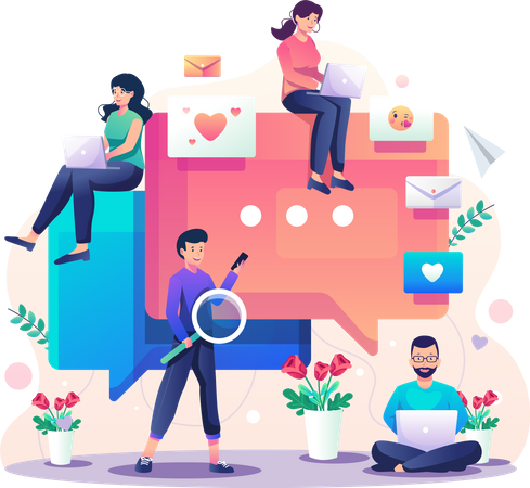 Romantisches Chatten  Illustration