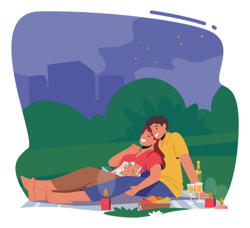 Romantisches Date im Freien  Illustration