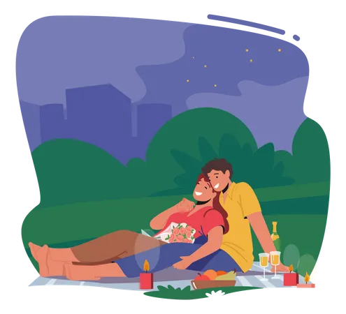 Romantisches Date im Freien  Illustration