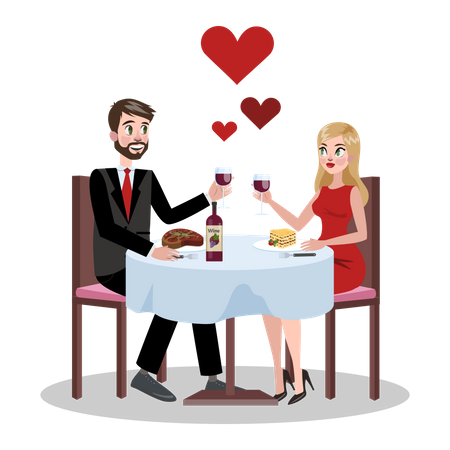 Romantisches Paar beim Date  Illustration
