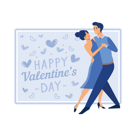 Romantisches Paar tanzt am Valentinstag  Illustration
