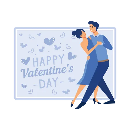 Romantisches Paar tanzt am Valentinstag  Illustration