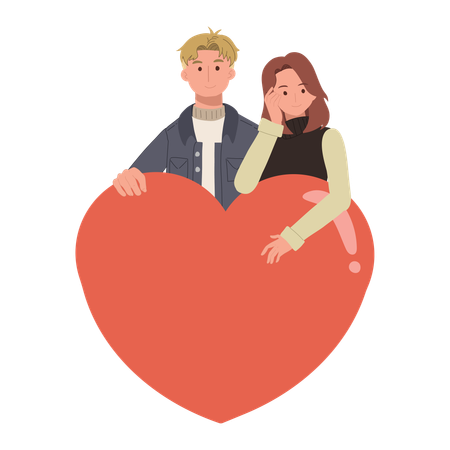 Romantisches Paar umarmt sich, um Liebe und Zuneigung am Valentinstag zu feiern  Illustration