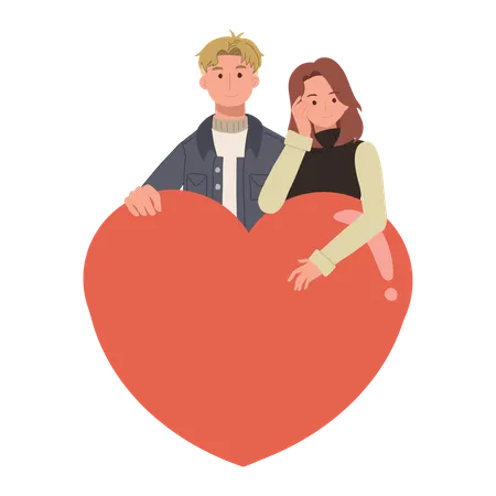 Romantisches Paar umarmt sich, um Liebe und Zuneigung am Valentinstag zu feiern  Illustration