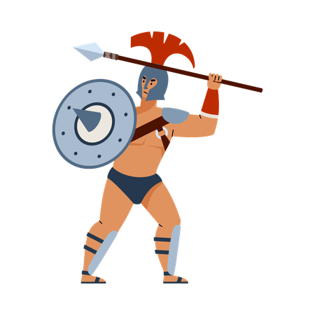 Römischer Gladiator oder Krieger mit Speer  Illustration