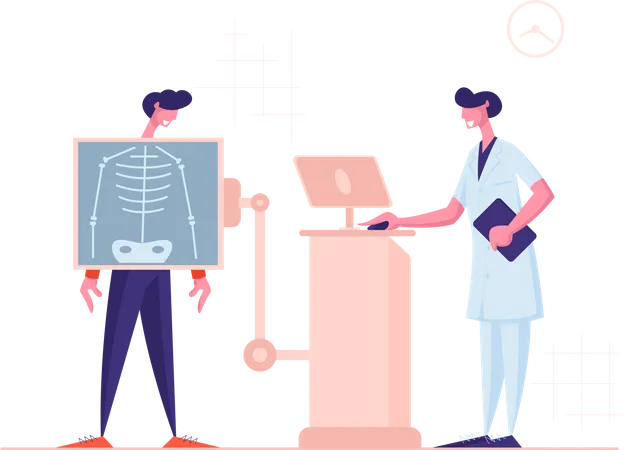 Röntgen-medizinische Diagnostik Knochen Skelett Checkup  Illustration