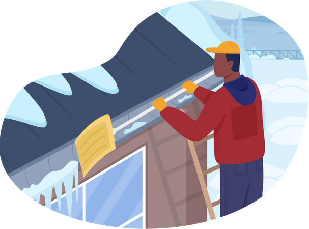 Roof snow cleaning Illustration