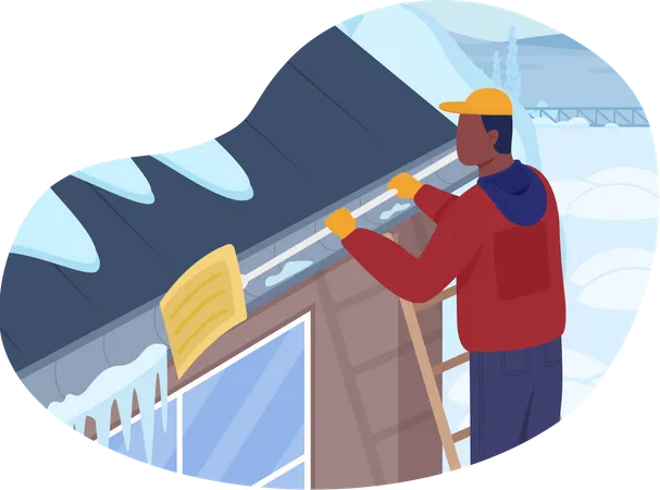 Roof snow cleaning  Illustration