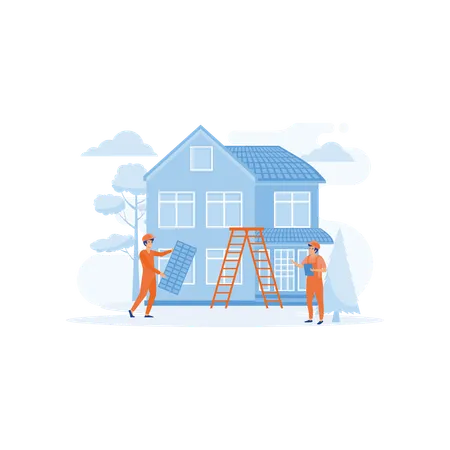 Roofing and basement services with windows and doors replacement and installation  Illustration