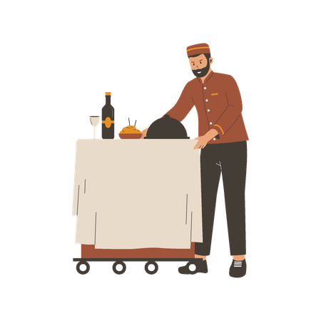 Room catering service in hotel  Illustration