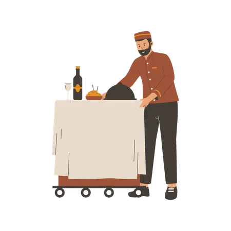 Room catering service in hotel  Illustration
