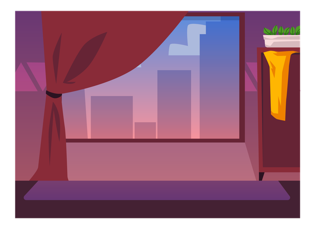 Room interior with huge window  Illustration