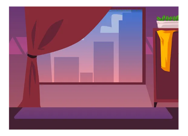 Room interior with huge window  Illustration