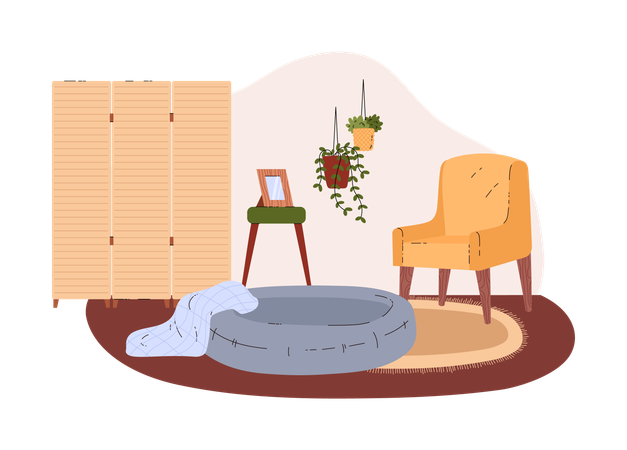 Room interior with pet pillow  Illustration
