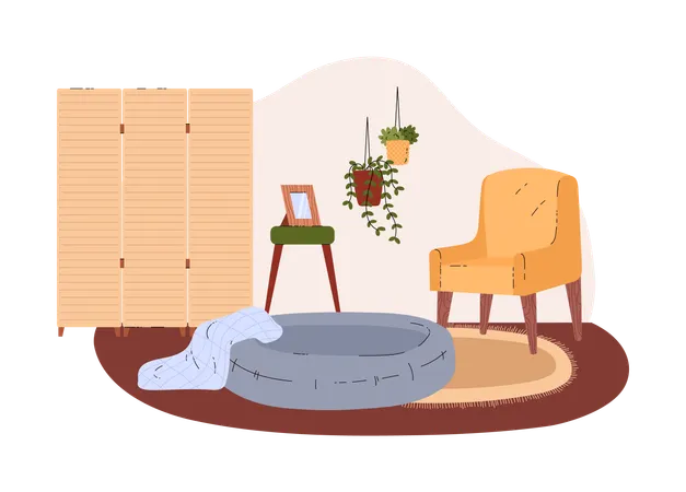 Room interior with pet pillow  Illustration