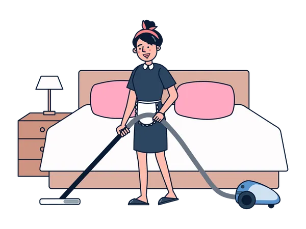 Room Service Staff Illustration
