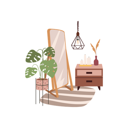 Room with mirror  Illustration